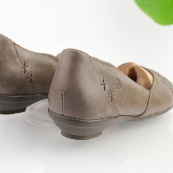 Born Womens Charolette Flats Size 8 Gray Leather Slip On Shoe Flower Embroidered - Picture 3 of 12